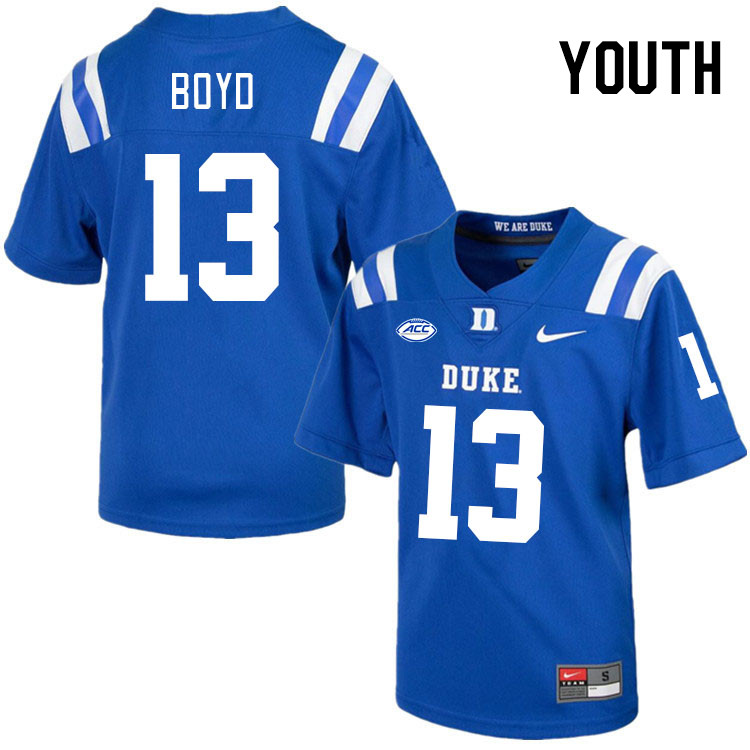 Youth #13 Quran Boyd Duke Blue Devils College Football Jerseys Stitched-Royal